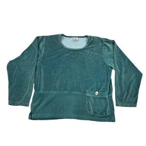 SomeWhat Funky Vintage Turquoise Velour Maxi Skirt and Top Set, Sizes M, L